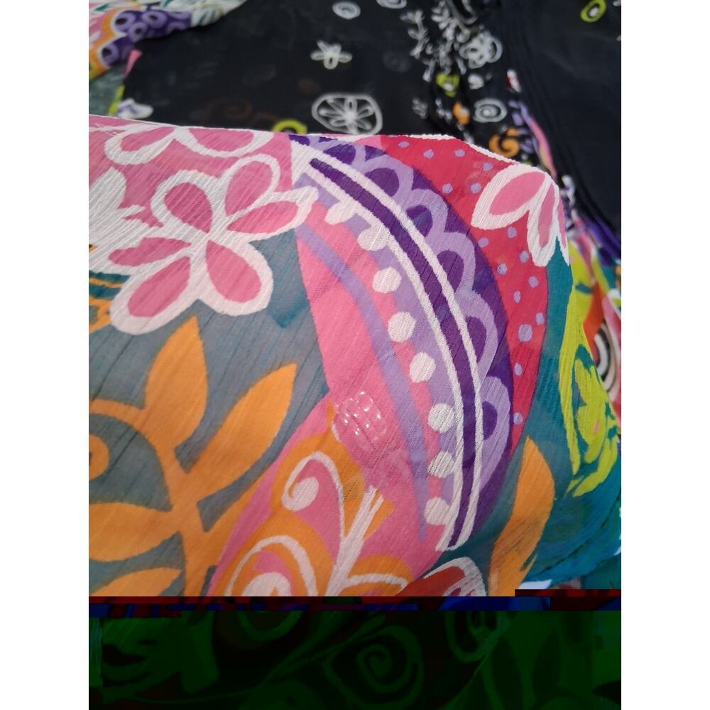 Soft Surroundings Sz L sheer Tunic Floral Blouse Cover Up Layering Top Feminine - Picture 2 of 11